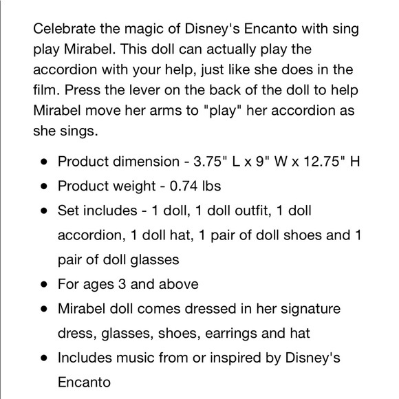 NEW IN BOX Disney Encanto sing and play Mirabel doll Mirabel plays her accordion - Picture 7 of 7